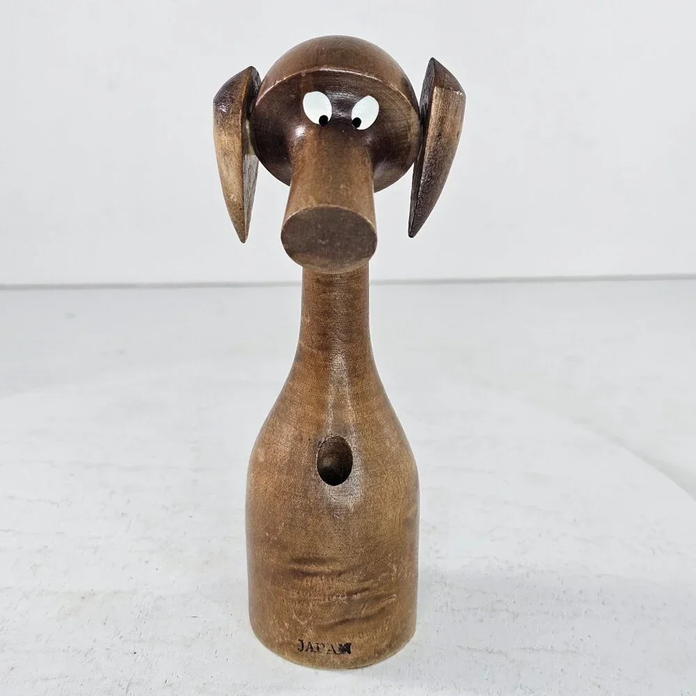 1964 Timber Line Woodcraft Wooden Puppy Dog Pen Pencil Holder Desk Figurine